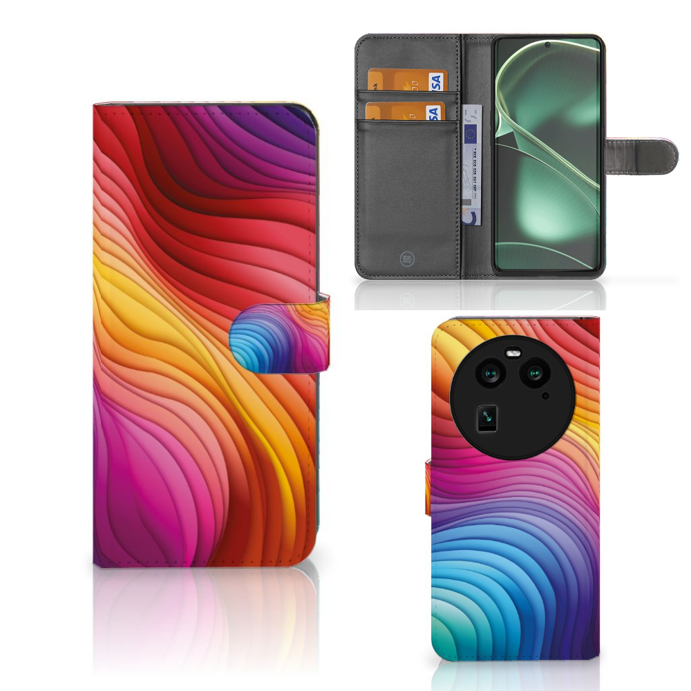 OPPO Find X6 Book Case Regenboog voorkant binnenkant achterkant
