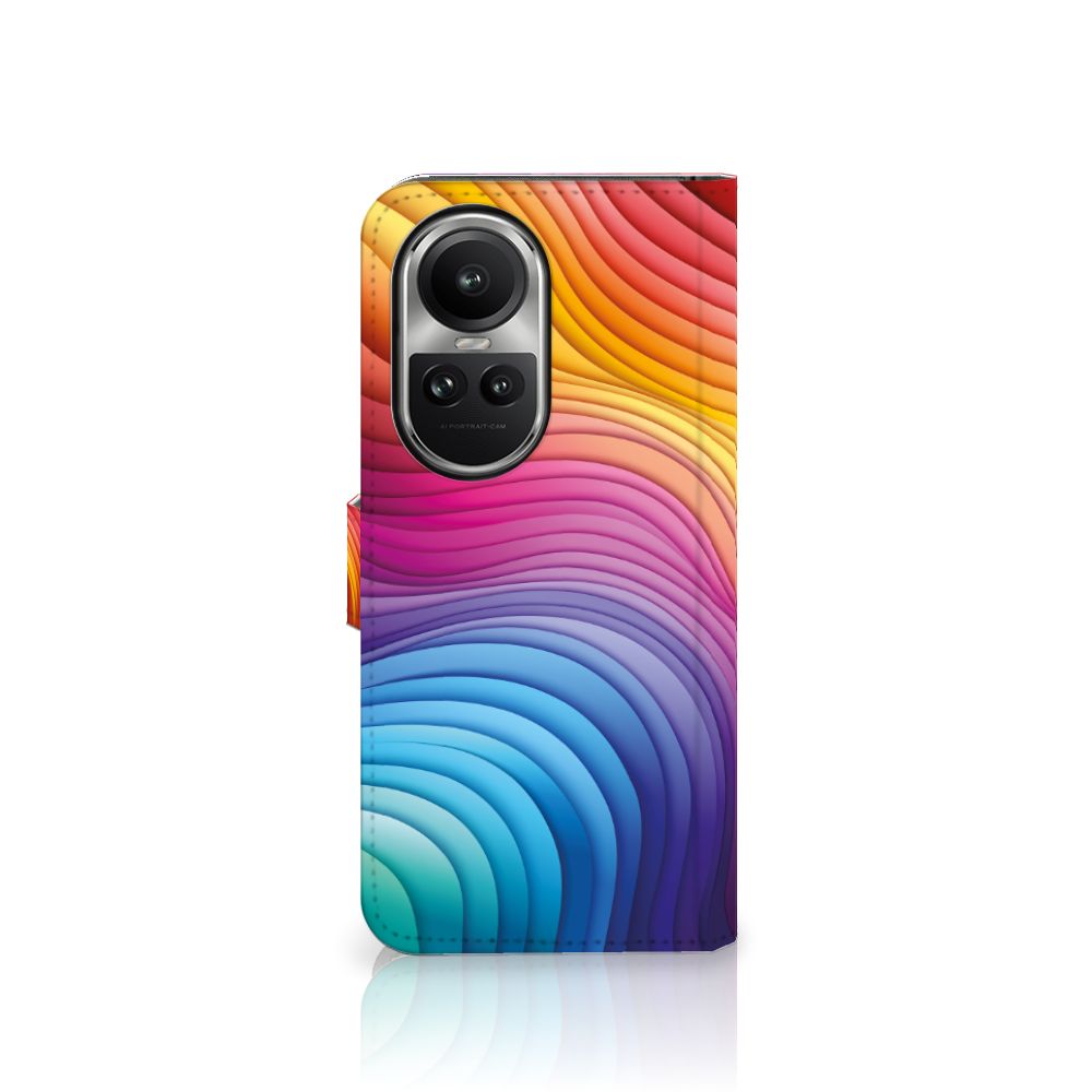 Book Case voor OPPO Reno10 | 10 Pro Regenboog kleurverloop zijaanzicht