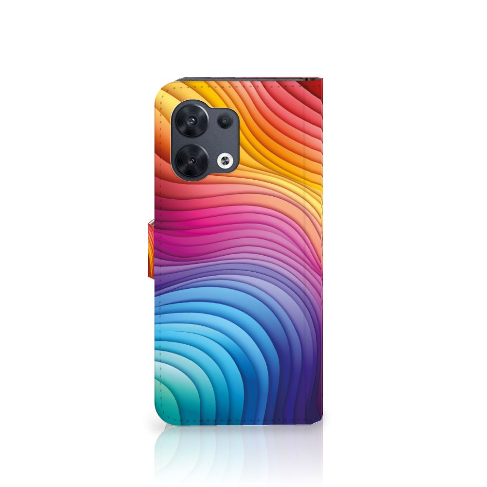 OPPO Reno8 Book Case Regenboog vooraanzicht