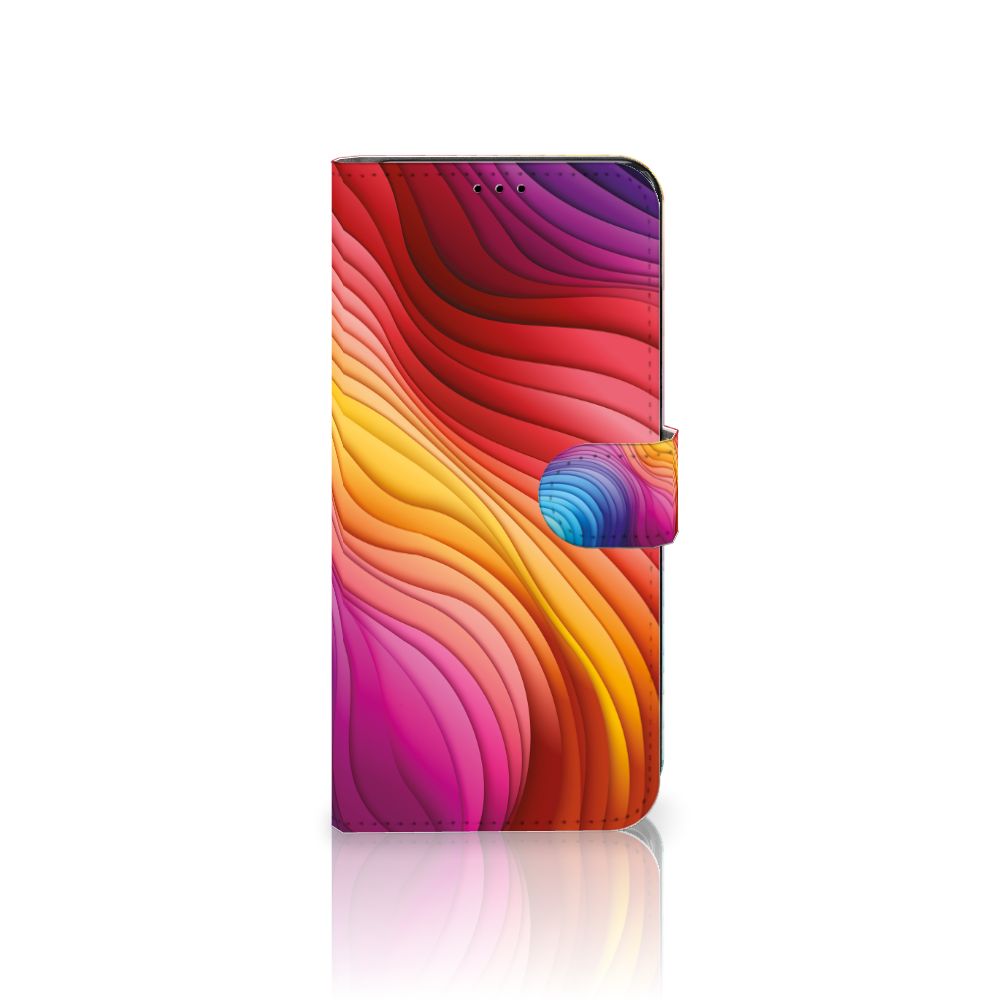 Book Case voor OnePlus 10T Regenboog met kleurrijk golfdesign voor stijl en bescherming 🌈