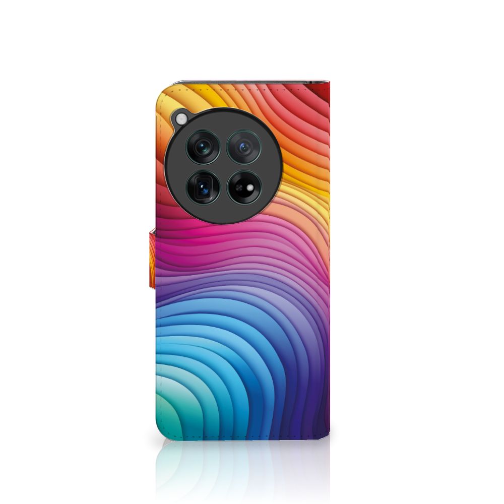 OnePlus 12 Book Case Regenboog design zij aanzicht