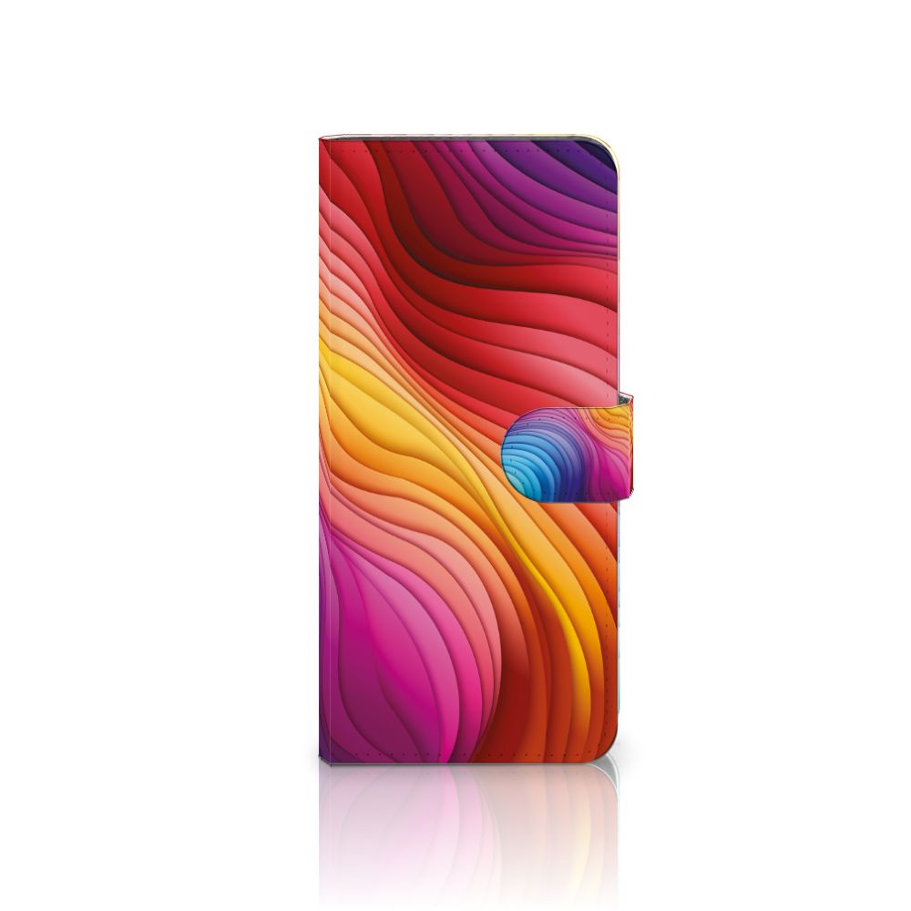OnePlus 13 Book Case Regenboog design kleurrijke golven aanzicht