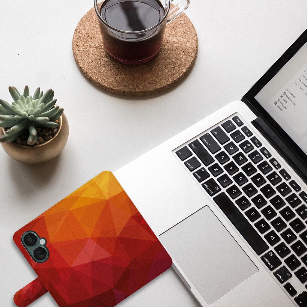 OnePlus Nord CE 3 Lite Book Case Polygon Red bovenaanzicht