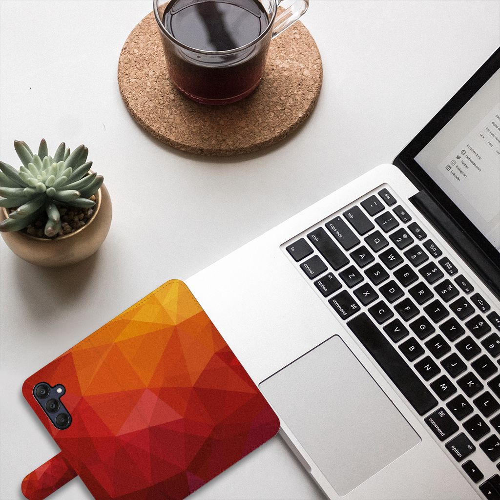 Samsung Galaxy A25 Book Case voor Samsung Galaxy A25 Polygon Red design overzicht
