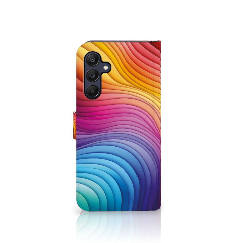 Samsung Galaxy A25 Book Case Regenboog design kleurrijk aanzicht