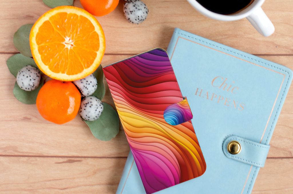 Samsung Galaxy A35 Book Case Regenboog design bovenaanzicht