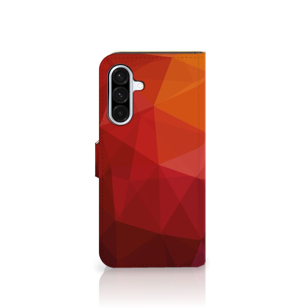 Samsung Galaxy A36 Book Case Polygon Red abstract geometrisch design voorkant