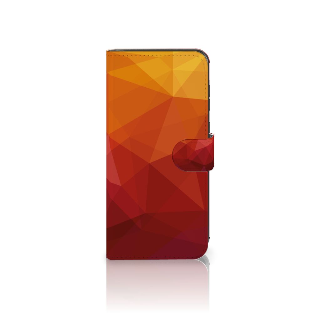 Samsung Galaxy A55 Book Case Polygon Red design abstract kleuren vooraanzicht