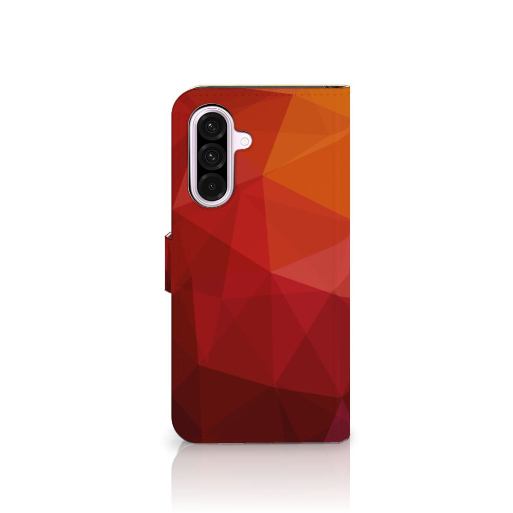 Samsung Galaxy A56 Book Case Polygon Red zijaanzicht abstracte vormen