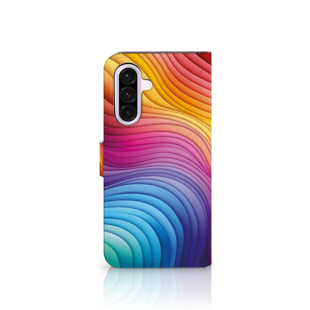 Samsung Galaxy A56 Book Case Regenboog design kleurrijk aanzicht
