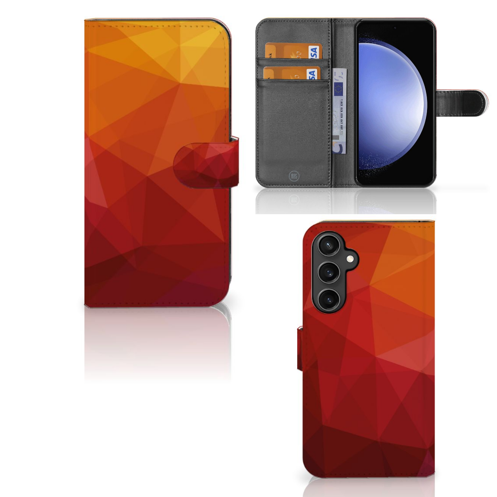 Samsung Galaxy S23 FE Book Case Polygon Red voorkant binnenkant achterkant