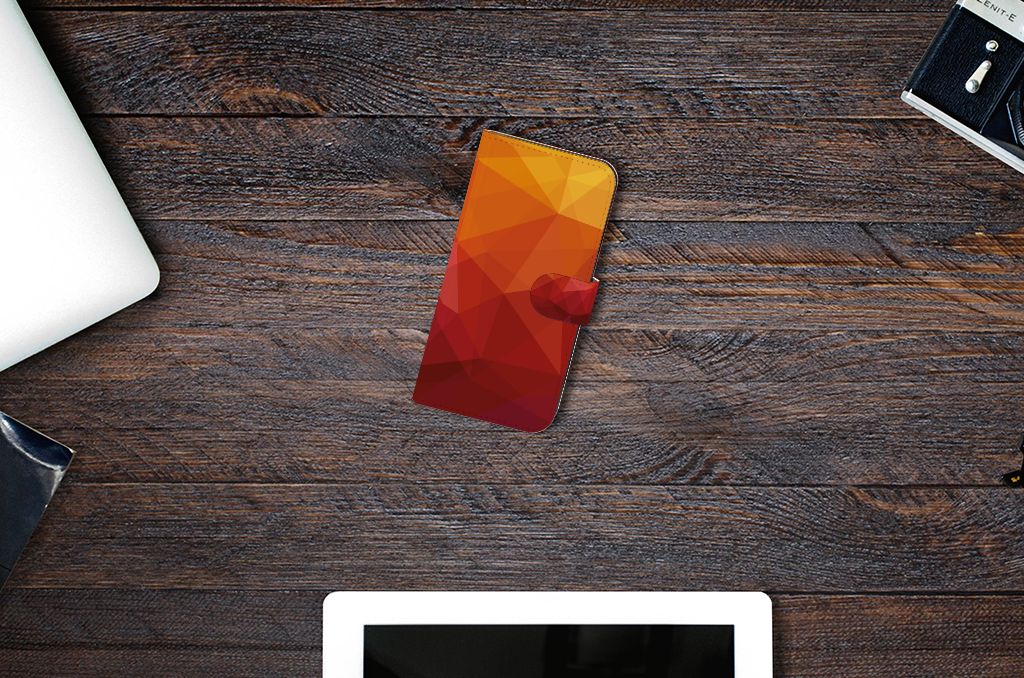 Samsung Galaxy S23 FE Book Case voor Samsung Galaxy S23 FE Polygon Red abstract design bovenaanzicht