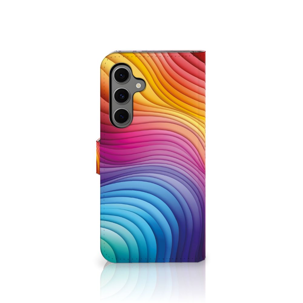 Samsung Galaxy S24 FE Book Case Regenboog zij aanzicht