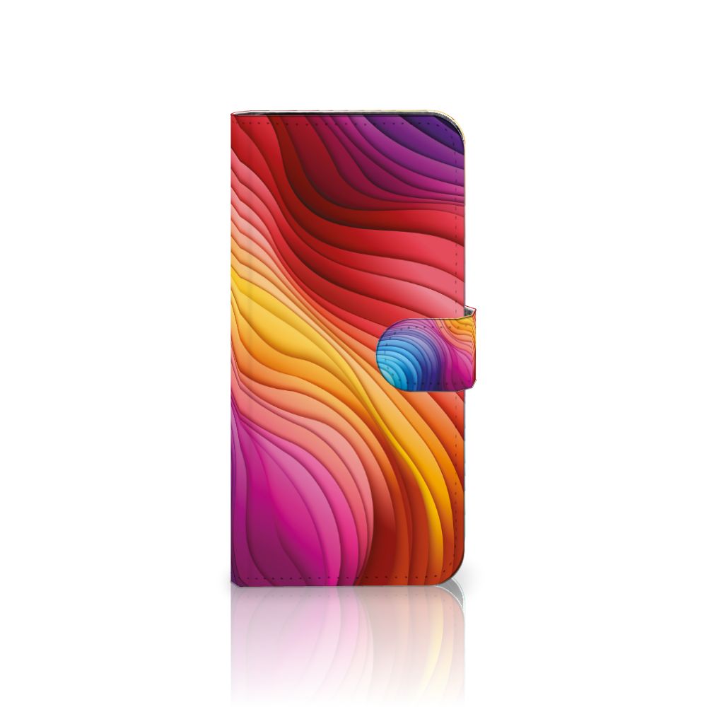 Samsung Galaxy S24 FE Book Case Regenboog design kleurrijke aanzicht