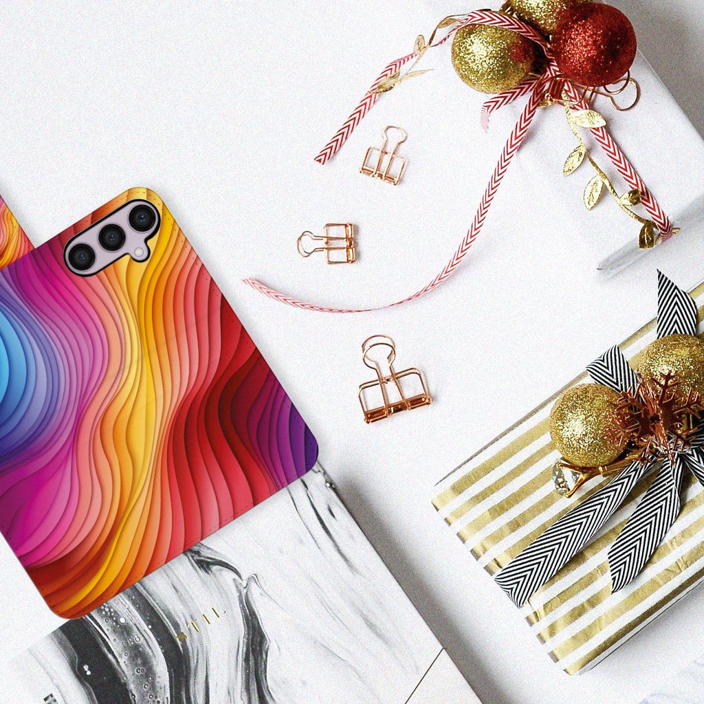 Samsung Galaxy S24 Plus Book Case Regenboog design bovenaanzicht