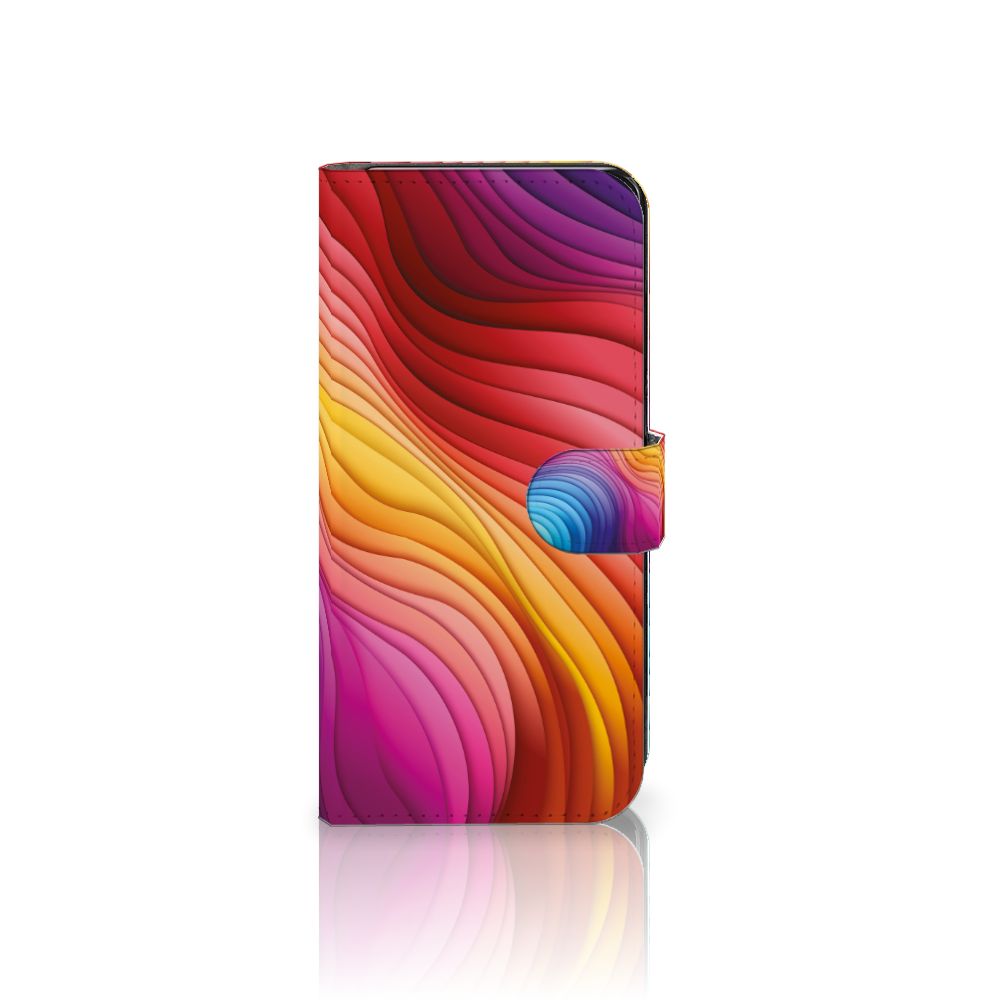 Samsung Galaxy S24 Plus Book Case Regenboog kleurrijk design zijaanzicht