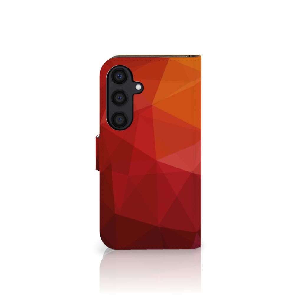Book Case voor Samsung Galaxy S24 Polygon Red met abstracte vormen voor opvallende uitstraling 🎨
