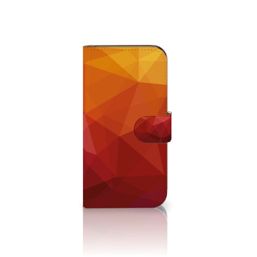 Book Case voor Samsung Galaxy S24 Polygon Red met abstracte vormen, ideaal voor bescherming en gebruiksgemak.