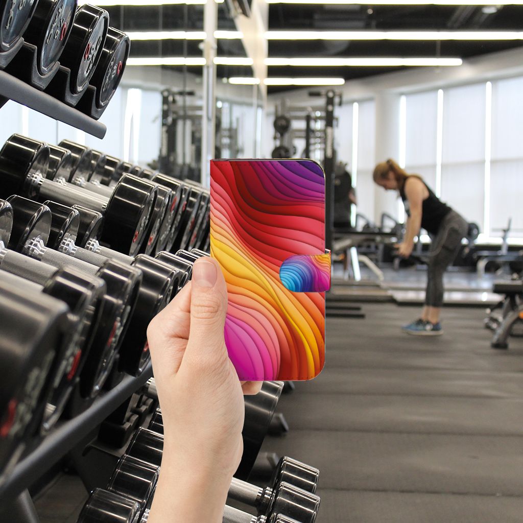 Samsung Galaxy S24 Book Case voor Samsung Galaxy S24 Regenboog design aanzicht