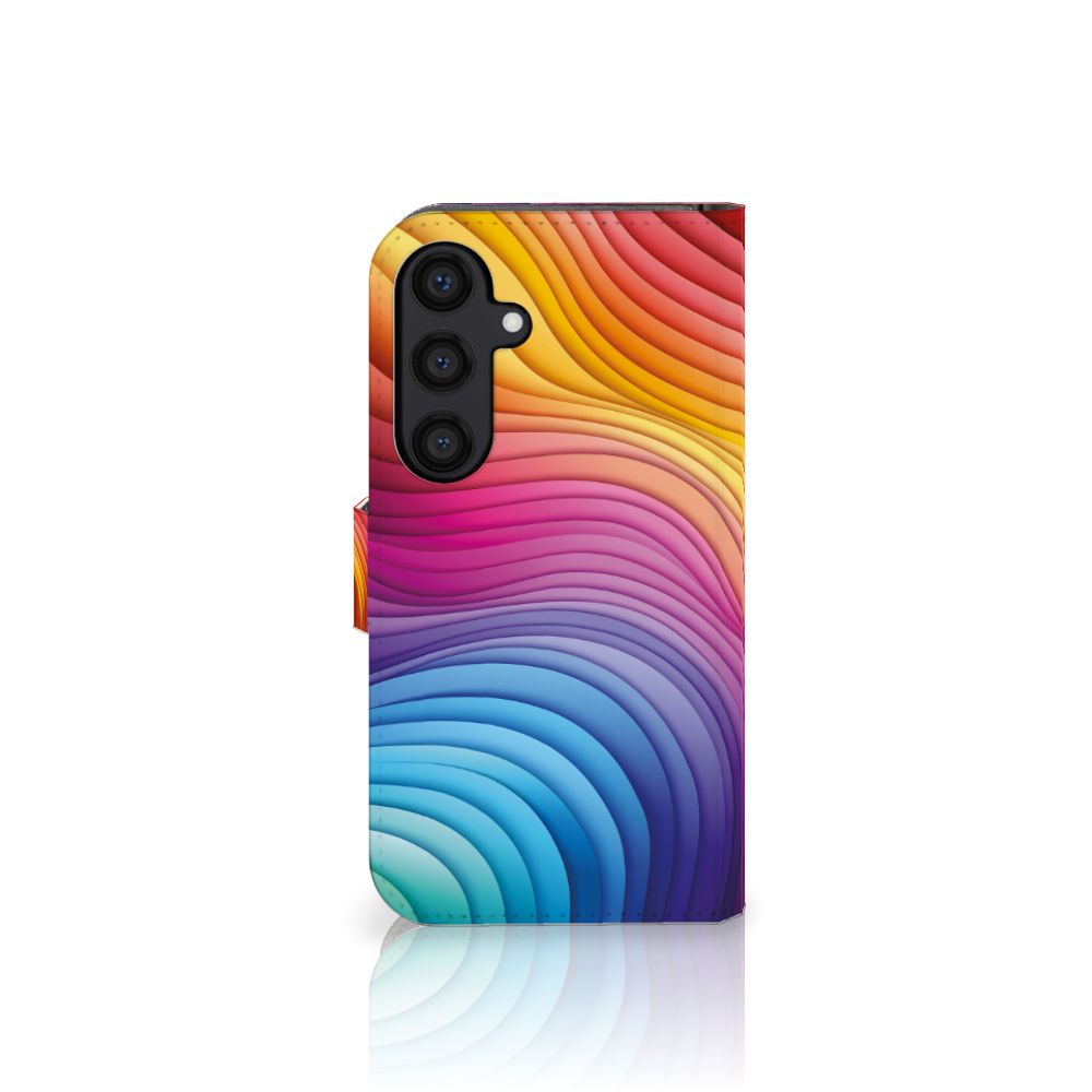 Samsung Galaxy S24 Book Case Regenboog design kleurrijk aanzicht