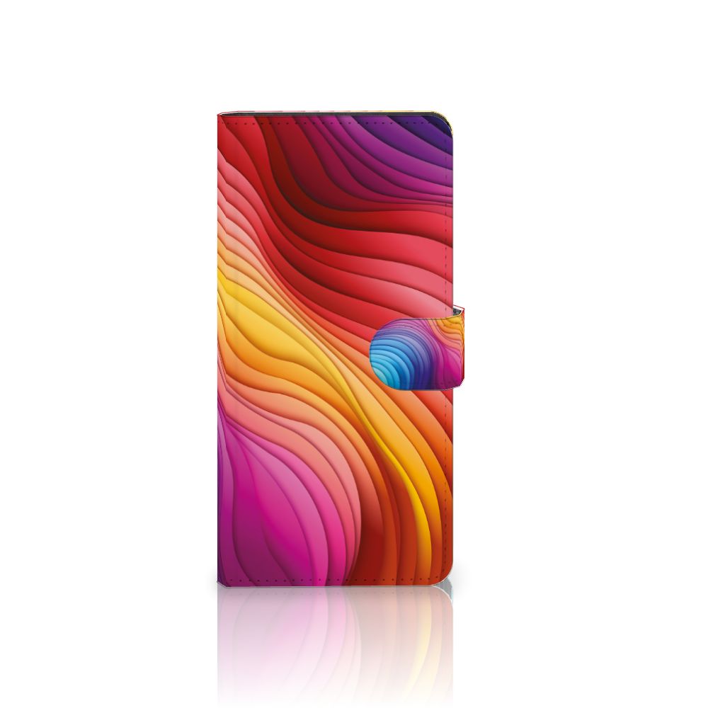 Samsung Galaxy S24 Ultra Book Case Regenboog voorkant design kleurrijk