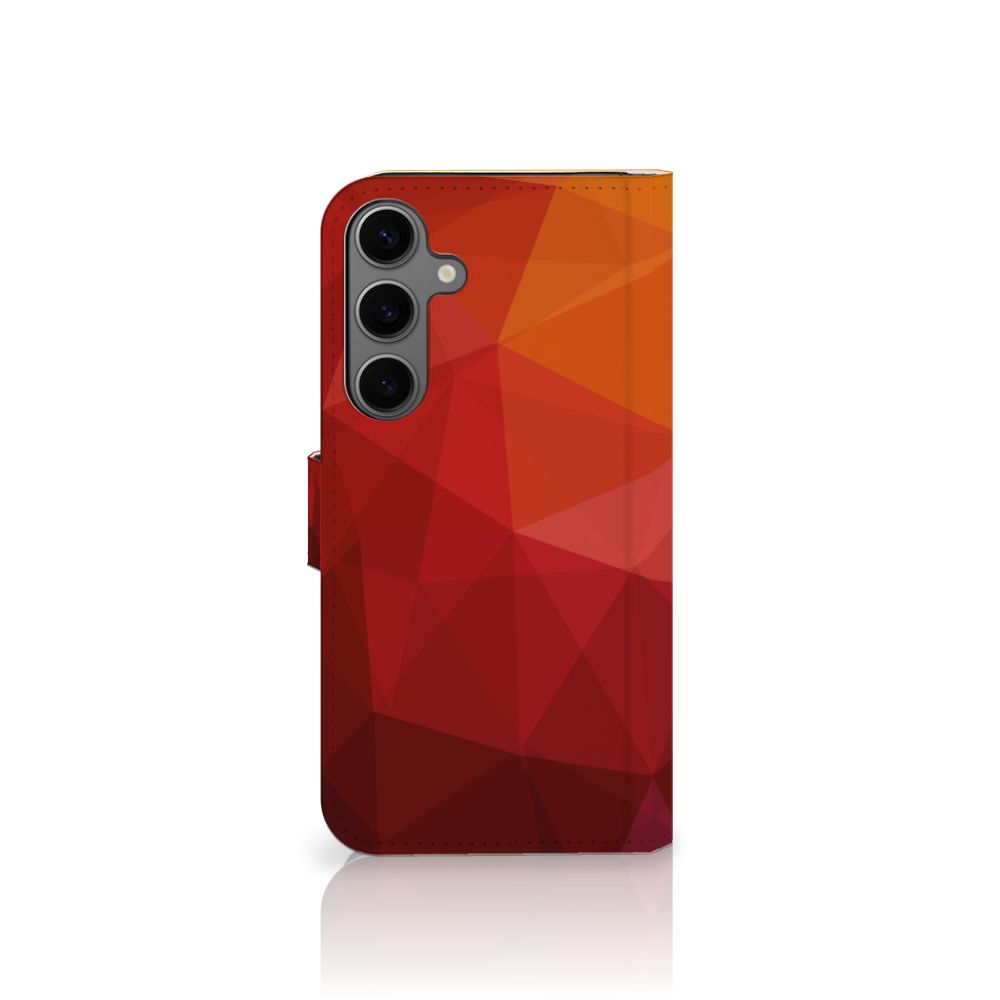 Samsung Galaxy S25 Plus Book Case Polygon Red zijaanzicht abstracte vormen