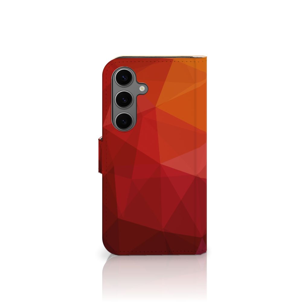 Samsung Galaxy S25 Book Case Polygon Red voorzijde