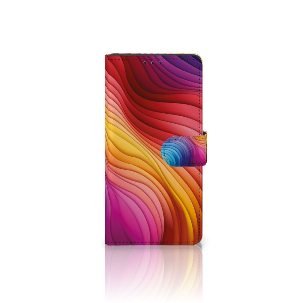 Samsung Xcover Pro Book Case Regenboog design kleurrijke lijnen aanzicht