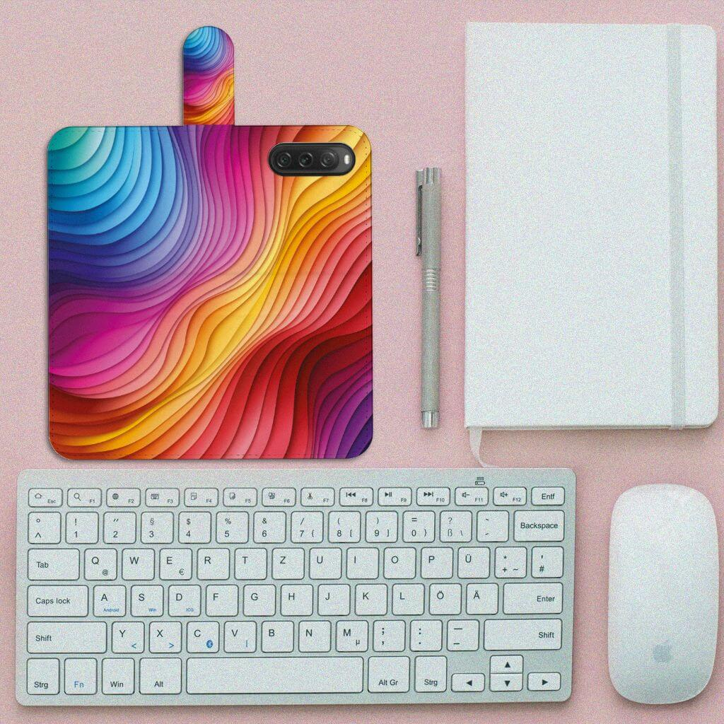 Sony Xperia 10 V Book Case Regenboog design bovenaanzicht