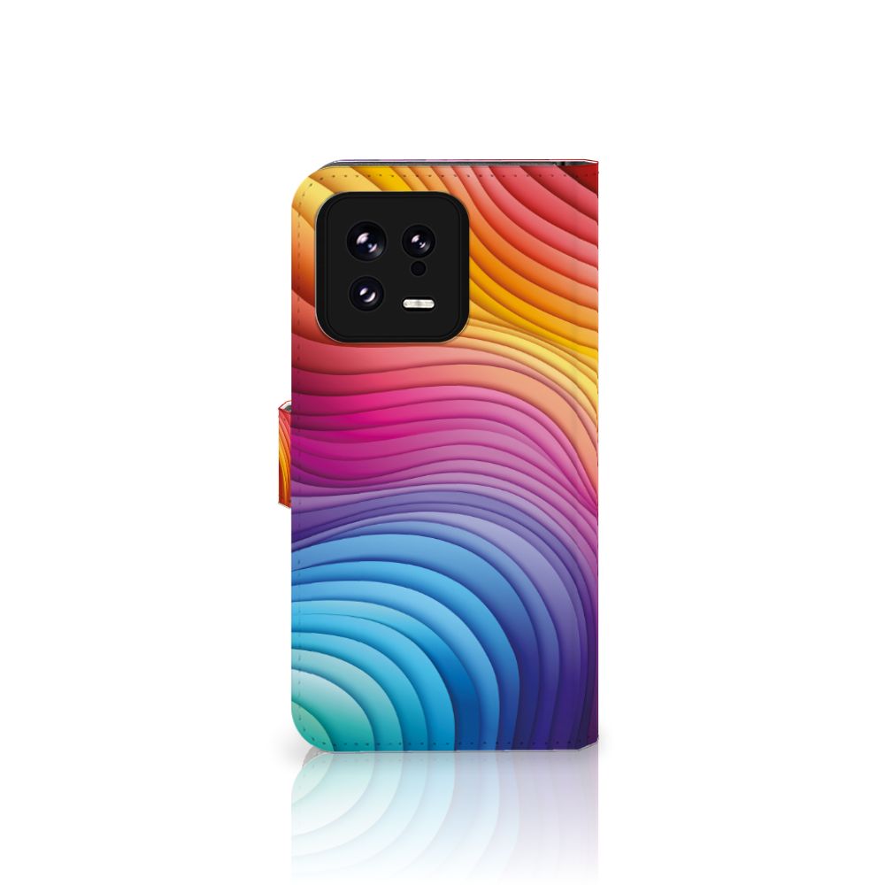 Xiaomi 13 Book Case Regenboog design kleurrijk aanzicht