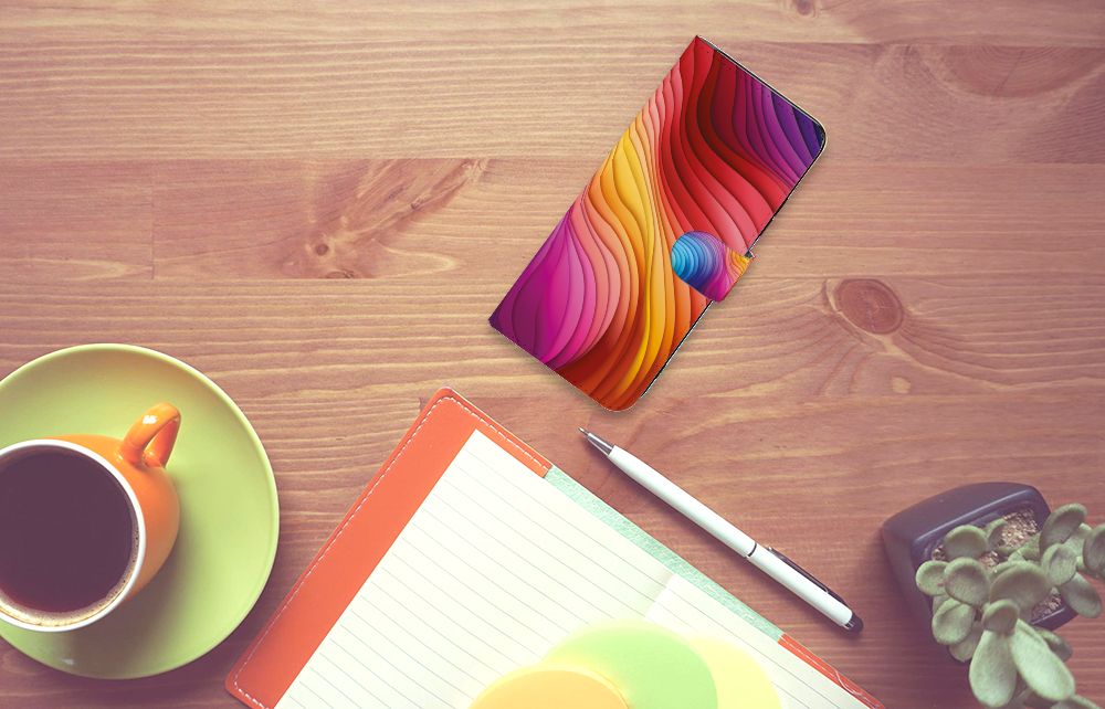 Xiaomi Redmi 12 Book Case Regenboog bovenaanzicht