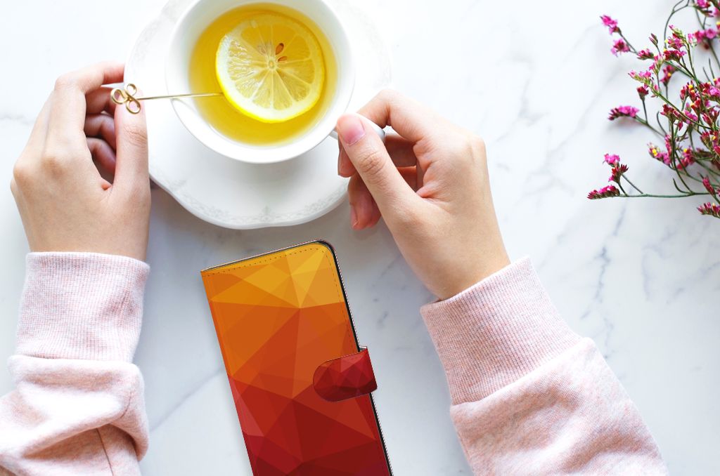 Xiaomi Redmi Note 12 4G Book Case Polygon Red aanzicht