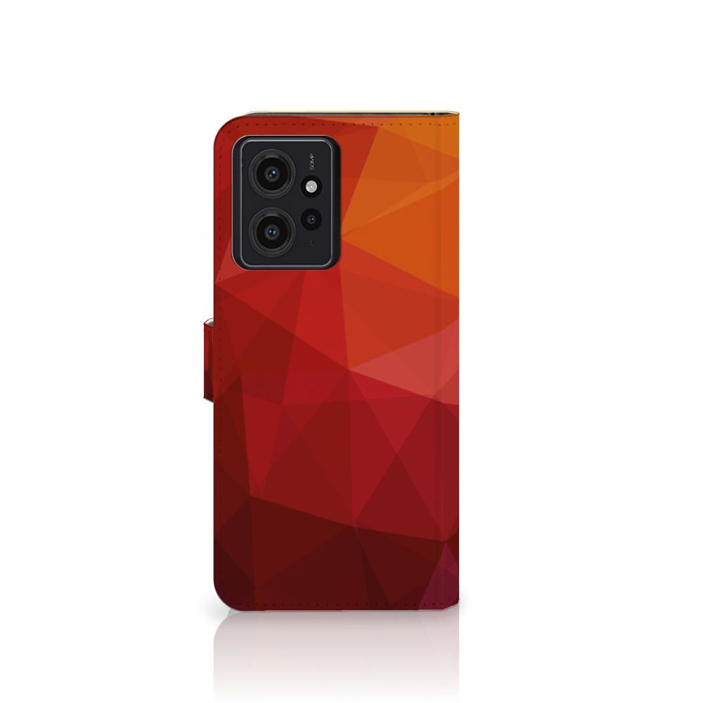 Book Case voor Xiaomi Redmi Note 12 4G Polygon Red abstract geometrisch design voorkant