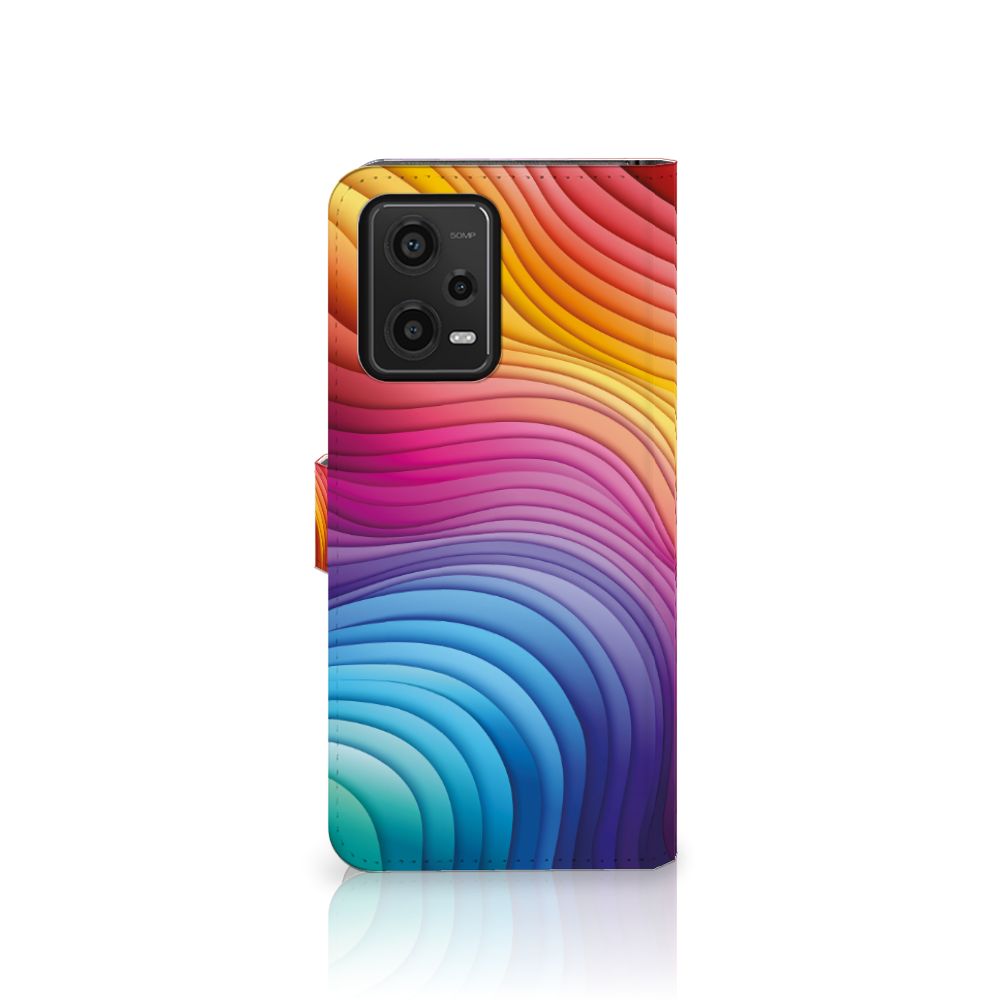 Book Case voor Xiaomi Redmi Note 12 5G | Poco X5 Regenboog design regenboog aanzicht