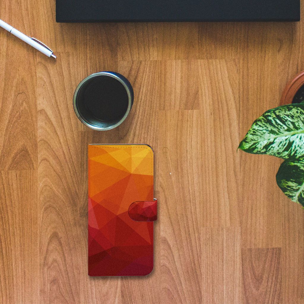 Xiaomi Redmi Note 12 Pro Plus Book Case Polygon Red bovenaanzicht