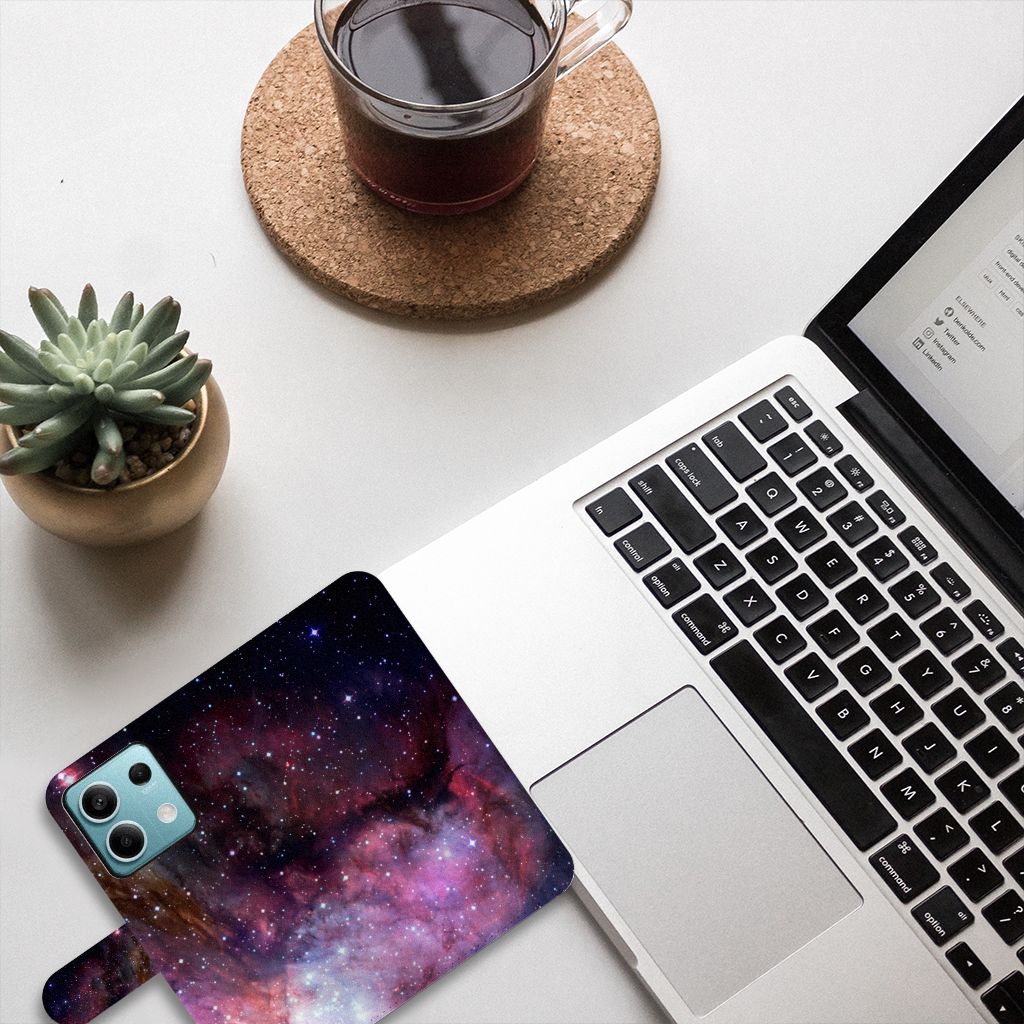 Xiaomi Redmi Note 13 5G Galaxy Book Case ruimte design bovenaanzicht