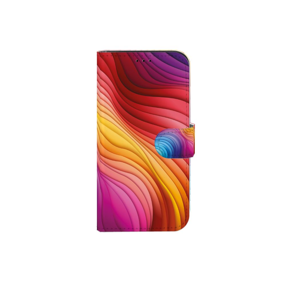 Book Case voor iPhone 13 Pro Regenboog met kleurrijk golfpatroon 🌈.