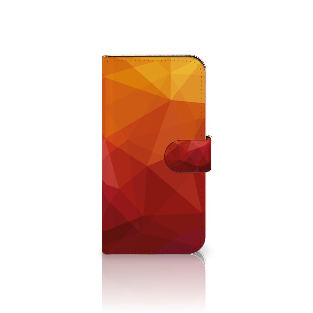 Book Case voor iPhone 15 Polygon Red met abstracte vormen en kleurenmix van rood naar oranje.