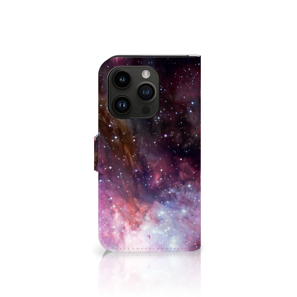 Book Case voor iPhone 15 Pro Galaxy heelal design voorkant