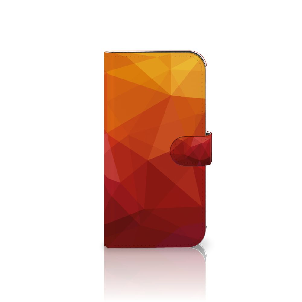 Book Case voor iPhone 15 Pro Max Polygon Red met abstracte vormen in warmtinten.