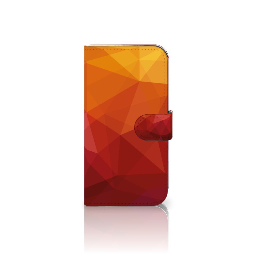 Book Case voor iPhone 16 Polygon Red abstracte vormen hoesje aanzicht