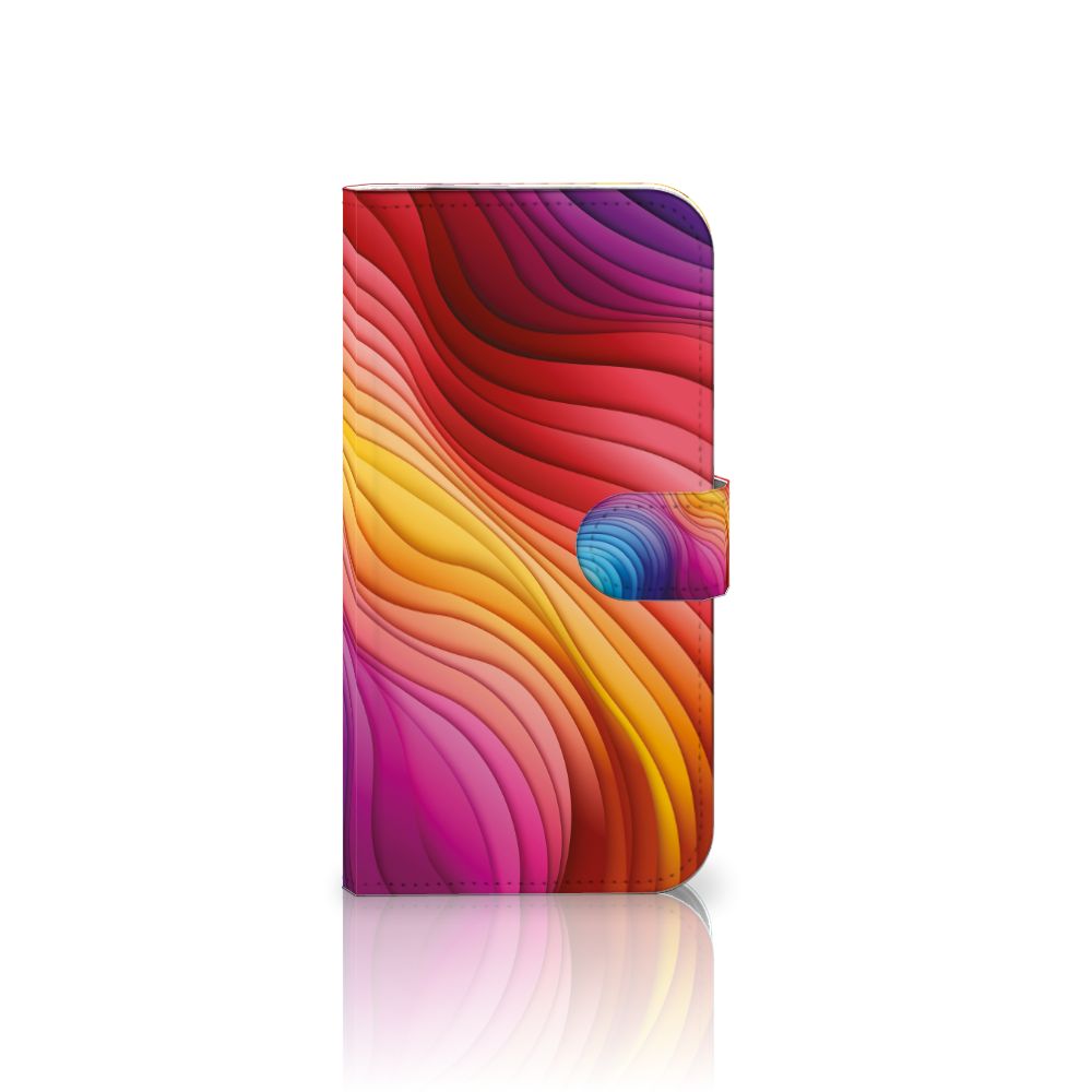Book Case voor iPhone 16 Pro Max Regenboog kleurrijk design voorkant