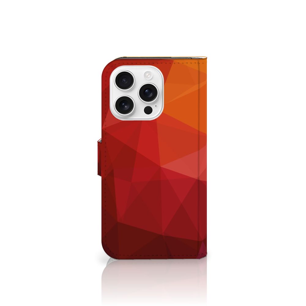 Apple iPhone 16 Pro Book Case Polygon Red design abstract geometrisch