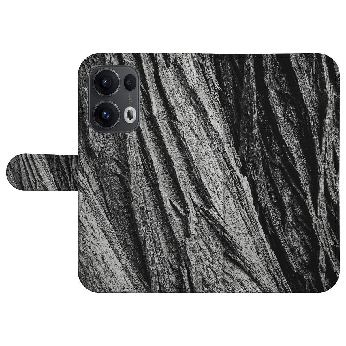 OPPO Reno 13 Pro Book Style Case Boomschors Grijs achterkant