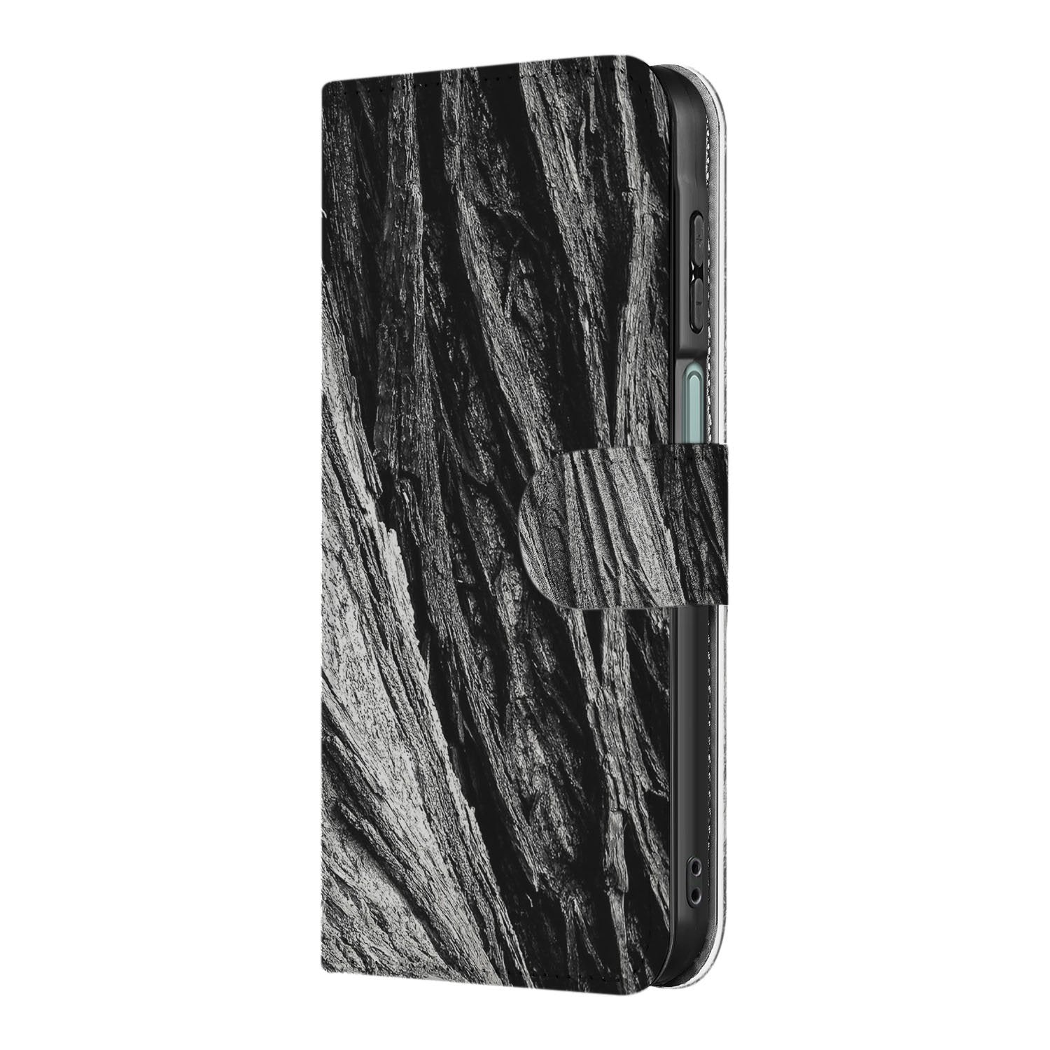 Book Style Case Samsung Galaxy A17 Boomschors Grijs boekhoesje boomschors zwart grijs zijde