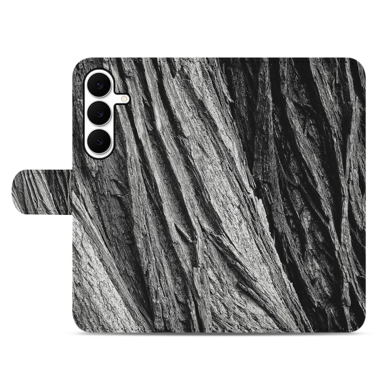 Book Style Case Samsung Galaxy S25 FE Boomschors Grijs boomschors print grijs zwart aanzicht