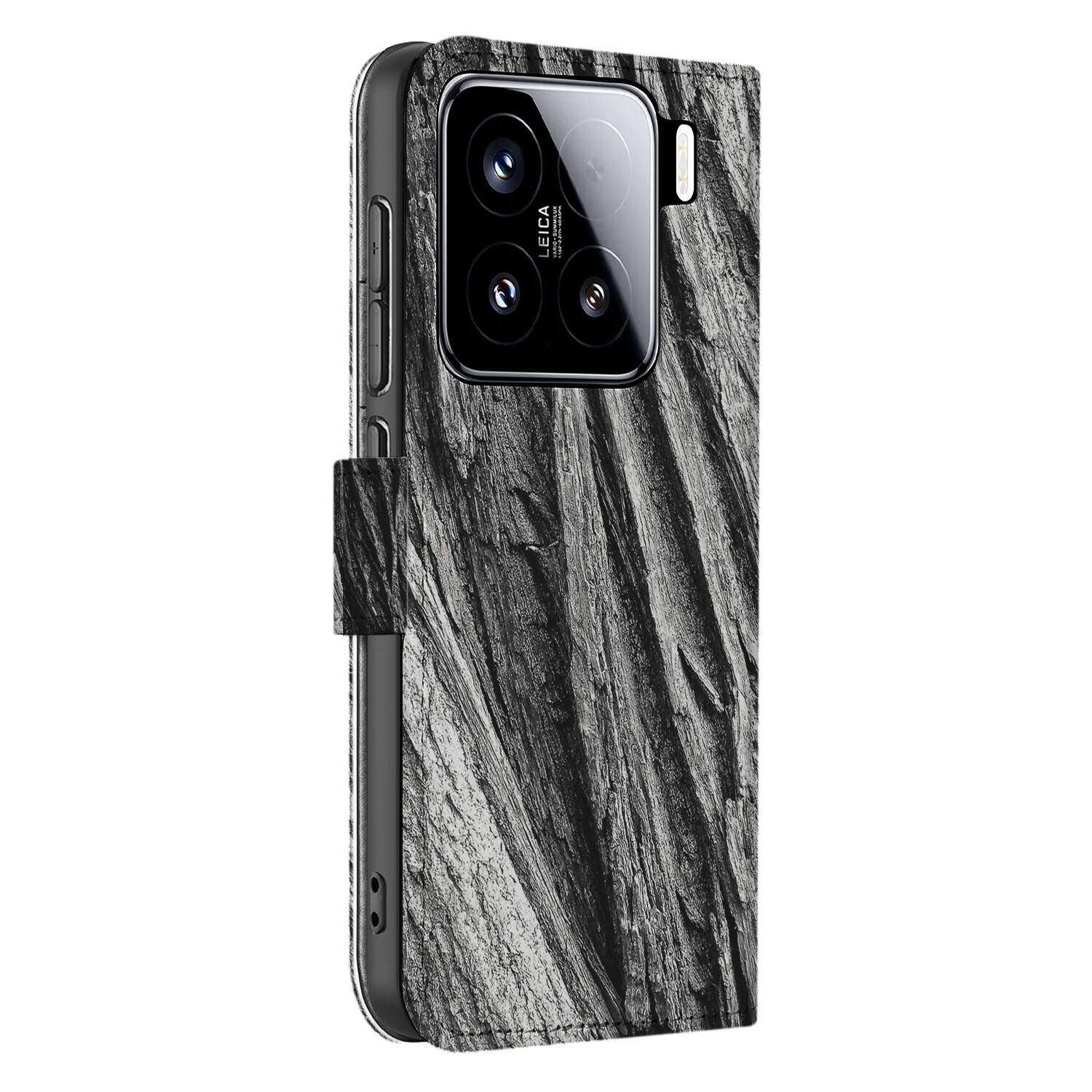 Xiaomi 15 Book Style Case Boomschors Grijs zijkant