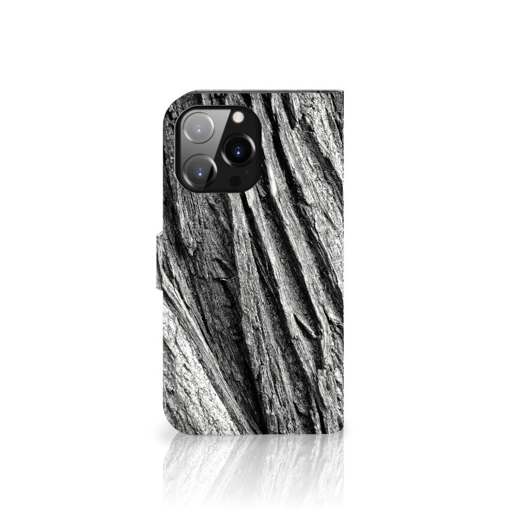 Apple iPhone 14 Pro Max Book Style Case Boomschors Grijs voorkant