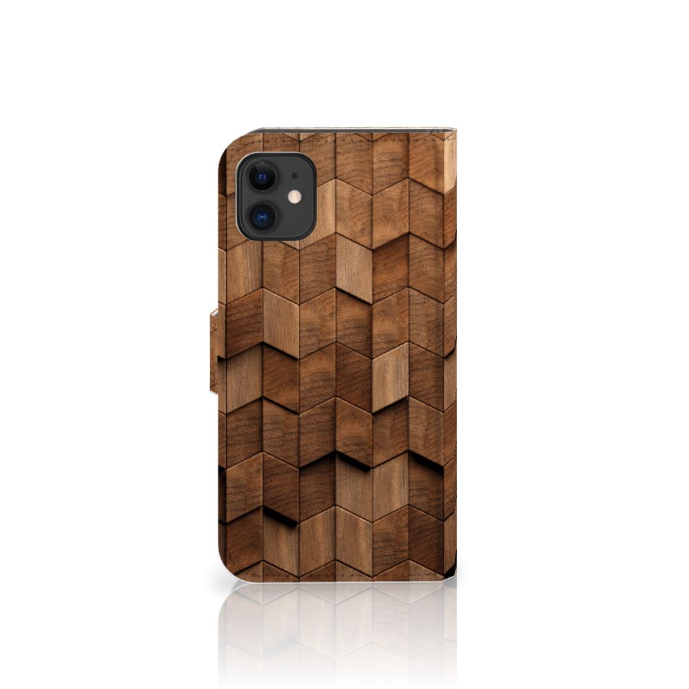 Book Style Case voor Apple iPhone 11 Wooden Cubes met unieke houten kubusprint.