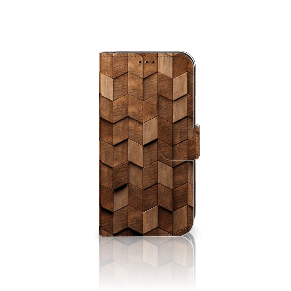 Book Style Case voor Apple iPhone 11 Wooden Cubes met een uniek houten kubusdesign.